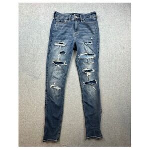 Hollister High Rise Super Skinny Distressed Jeans Blue 1R W25 L30 Shape Love